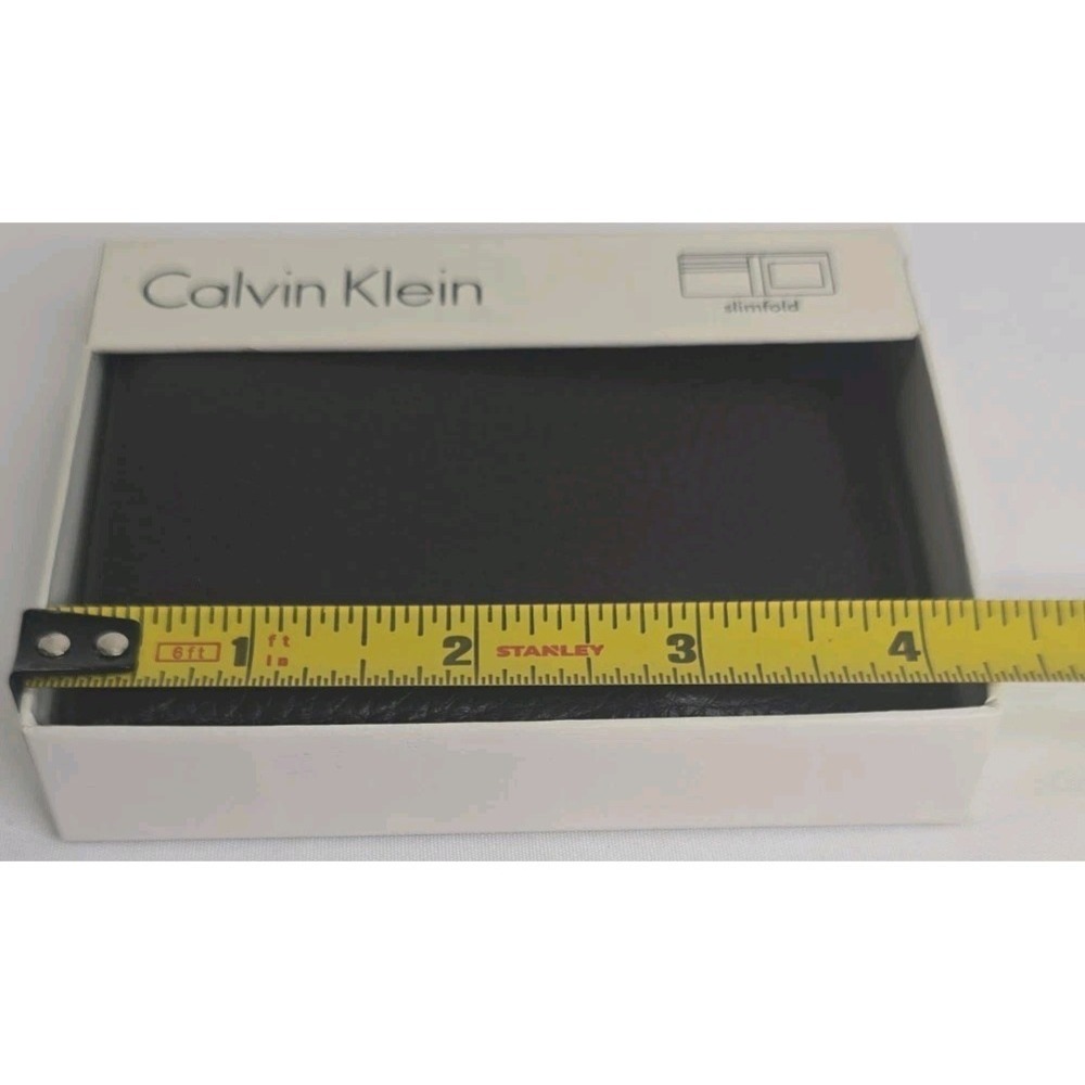 Black Pebbled Leather Calvin Klein Men's Slimfold Wallet - Picture 4 of 5